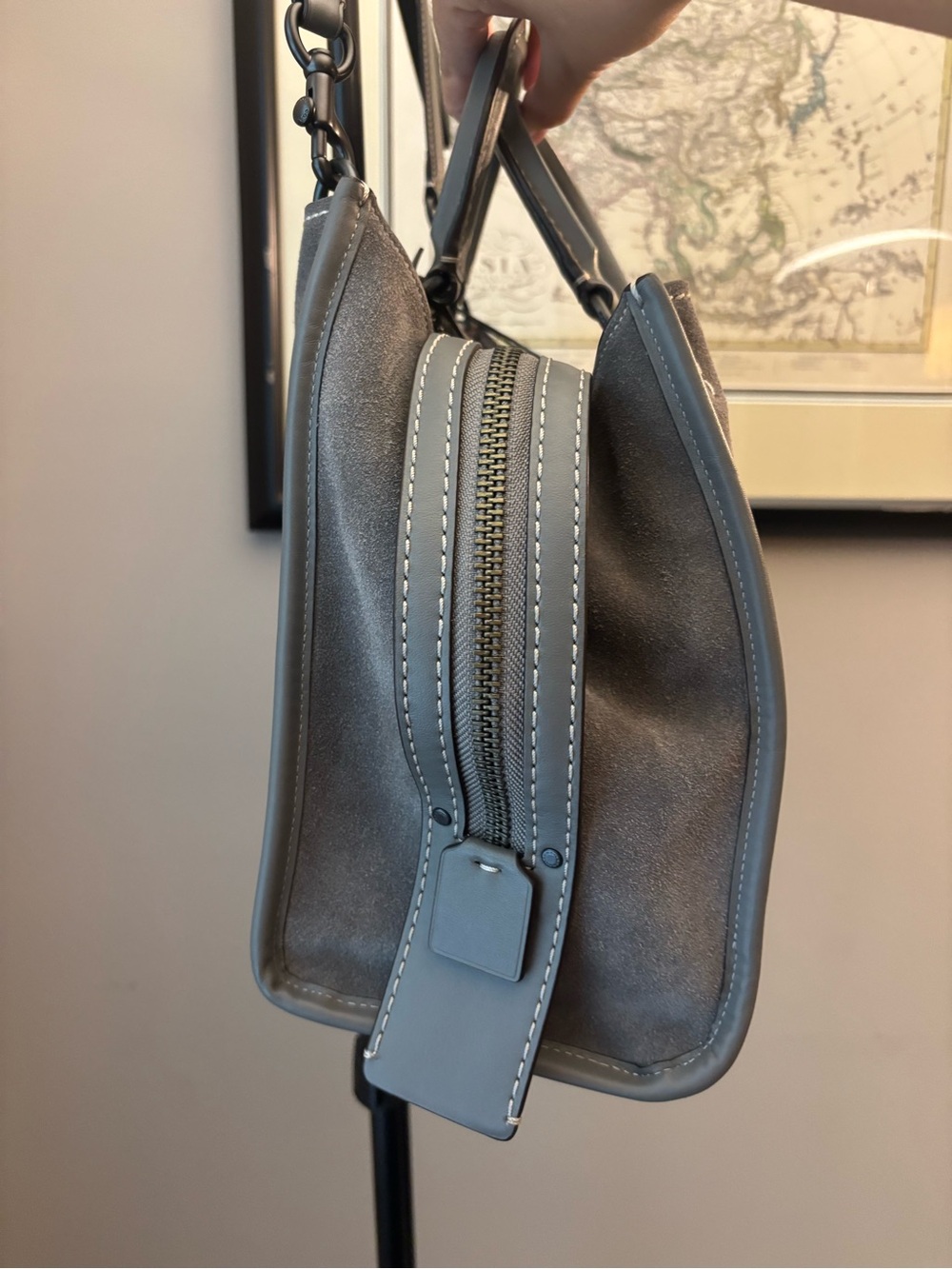 NWT Coach Rouge 31 Heather Gray Suede Leather Satchel Bag with Dust bag - Picture 3 of 10